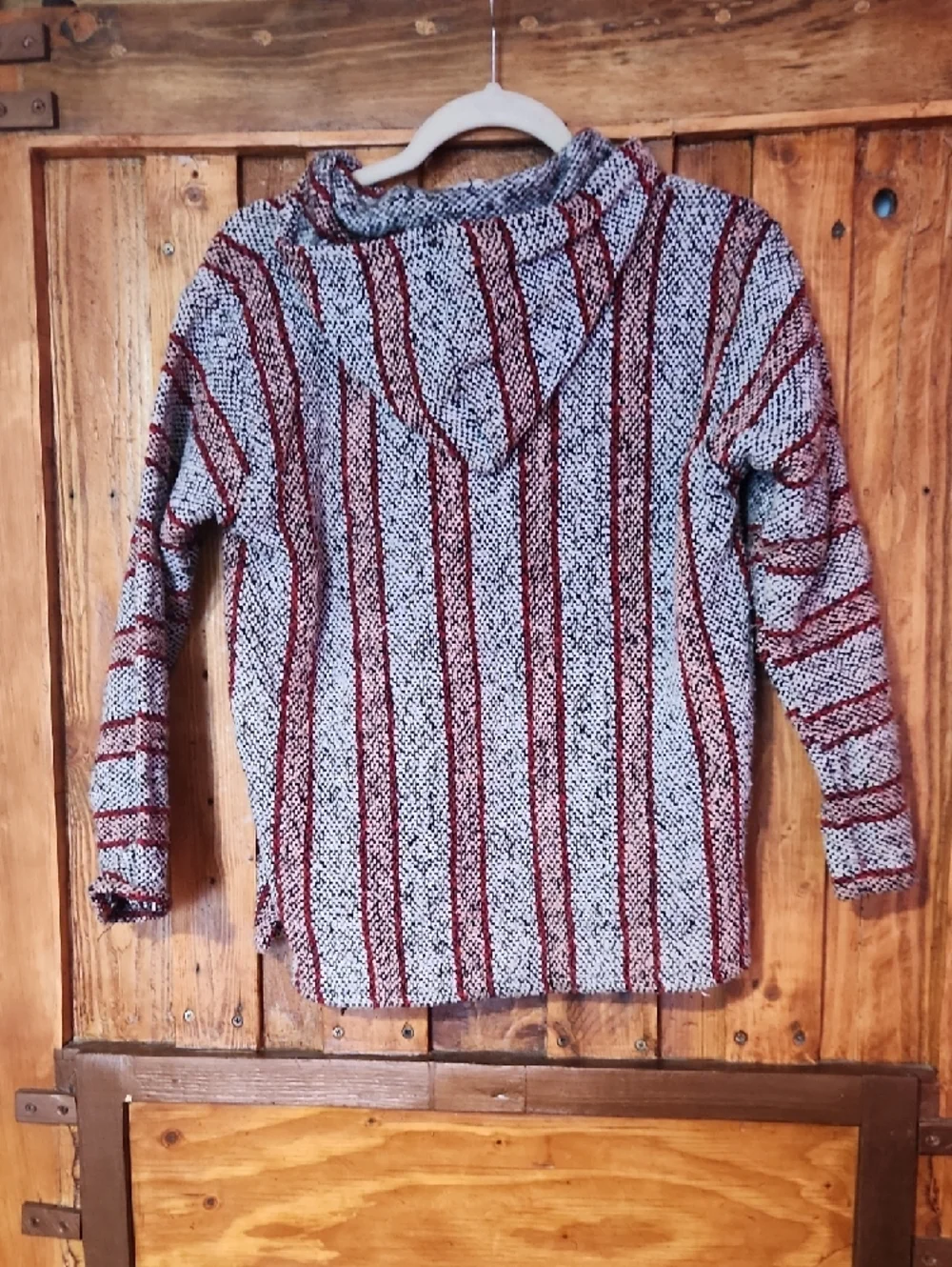 Striped Baja Hoodie in Gray and Rust - Picture 3 of 3